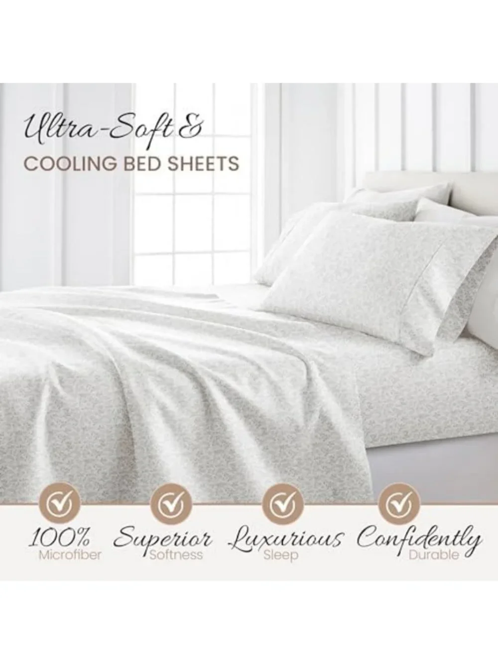 Ultra Soft Microfiber Full Sheet Set - 4 Piece, Deep Pocket, Wrinkle-Free